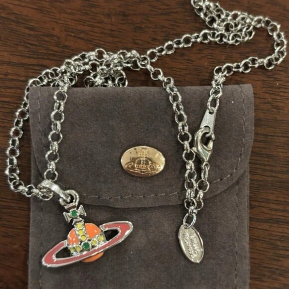 Vivienne Westwood orange crystal saturn necklace - Picture 5 of 5